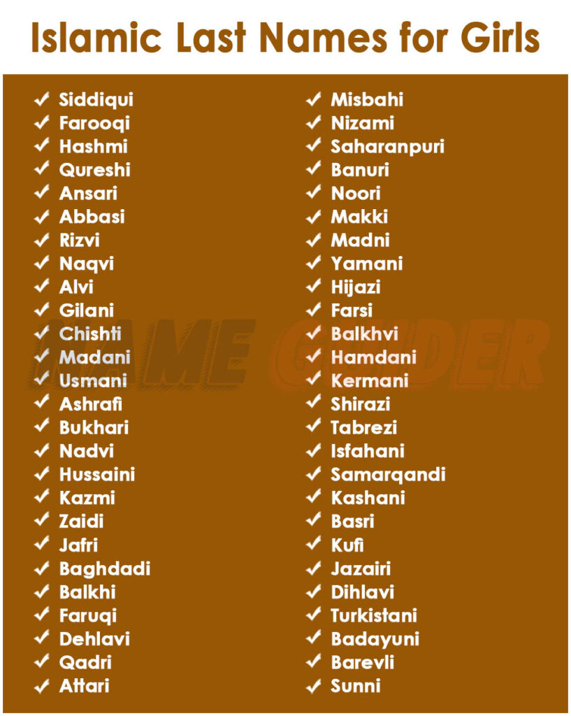 Islamic Last Names for Girls