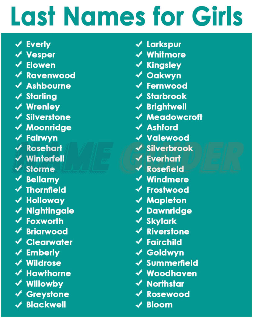 Last Names For Girl