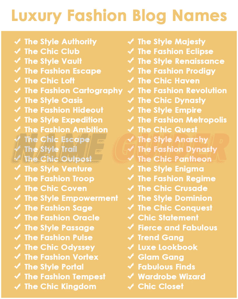 Luxury Fashion Blog Names