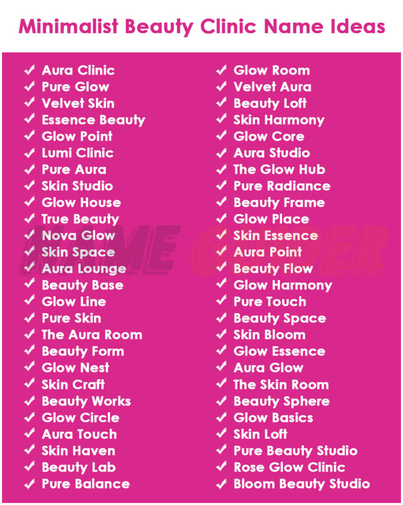 Minimalist Luxurious Beauty Clinic Name Ideas
