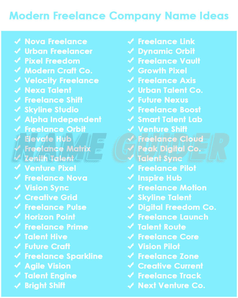 Modern Freelance Company Name Ideas