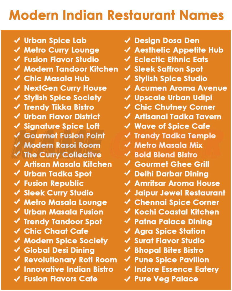 Modern Indian Restaurant Names