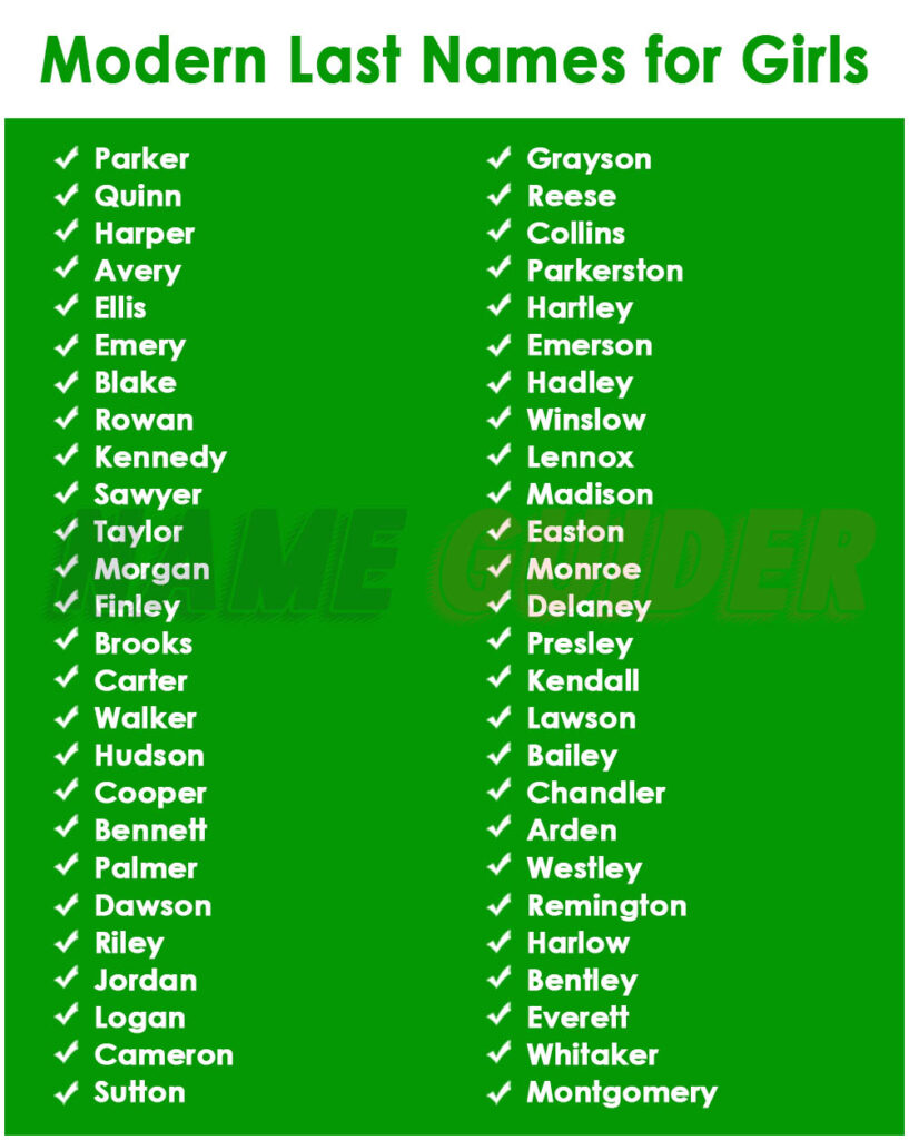 Modern Last Names for Girls
