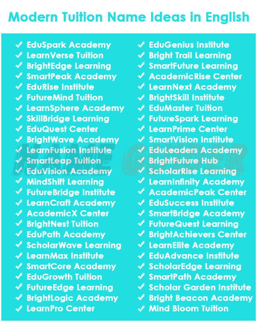 Modern Tuition Name Ideas in English​