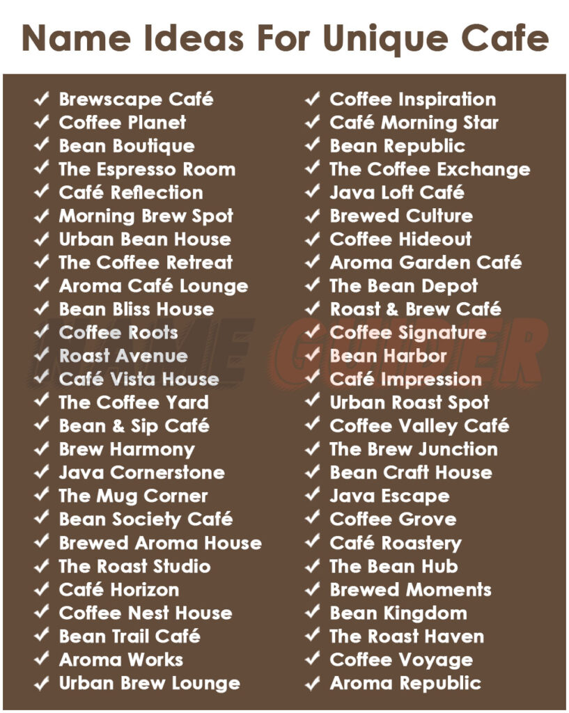 Name Ideas For Unique Cafe