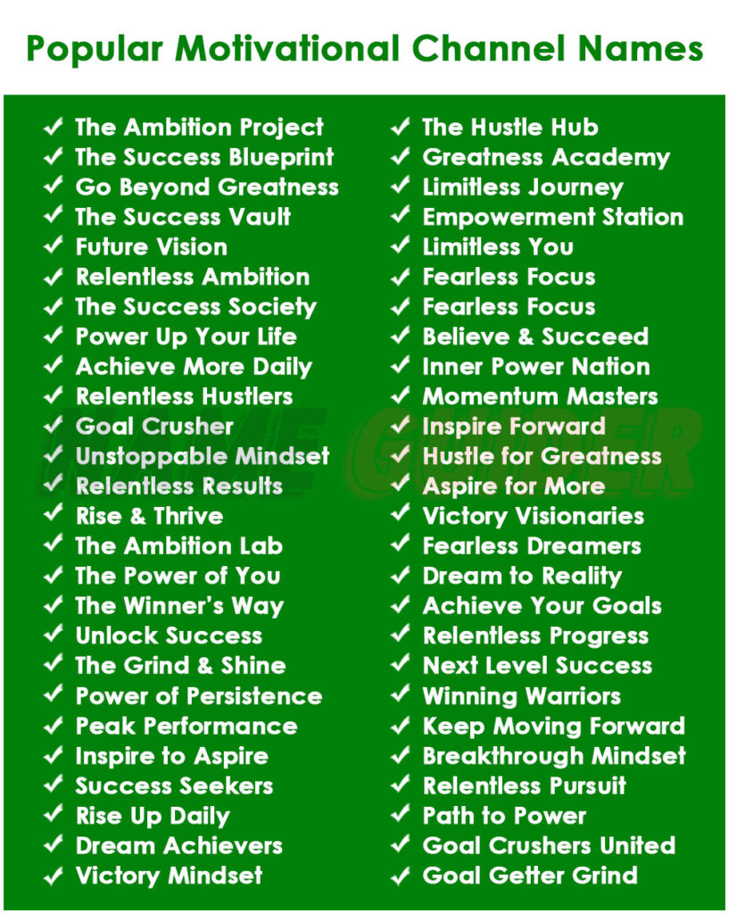 Popular Motivational Channel Names