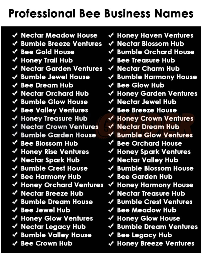 Professional Bee Business Name Ideas