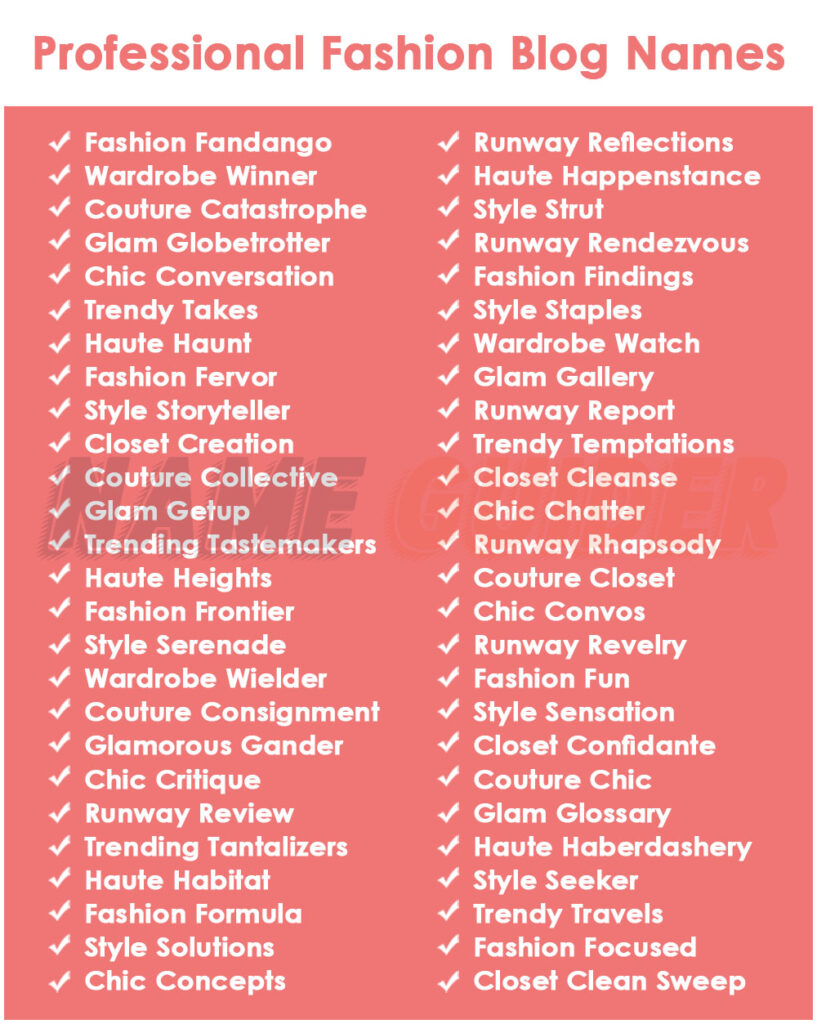 Professional Fashion Blog Names