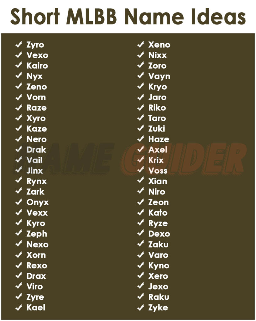 Short MLBB Name Ideas