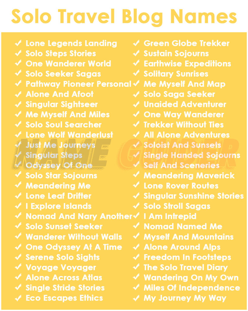 Solo Travel Blog Names