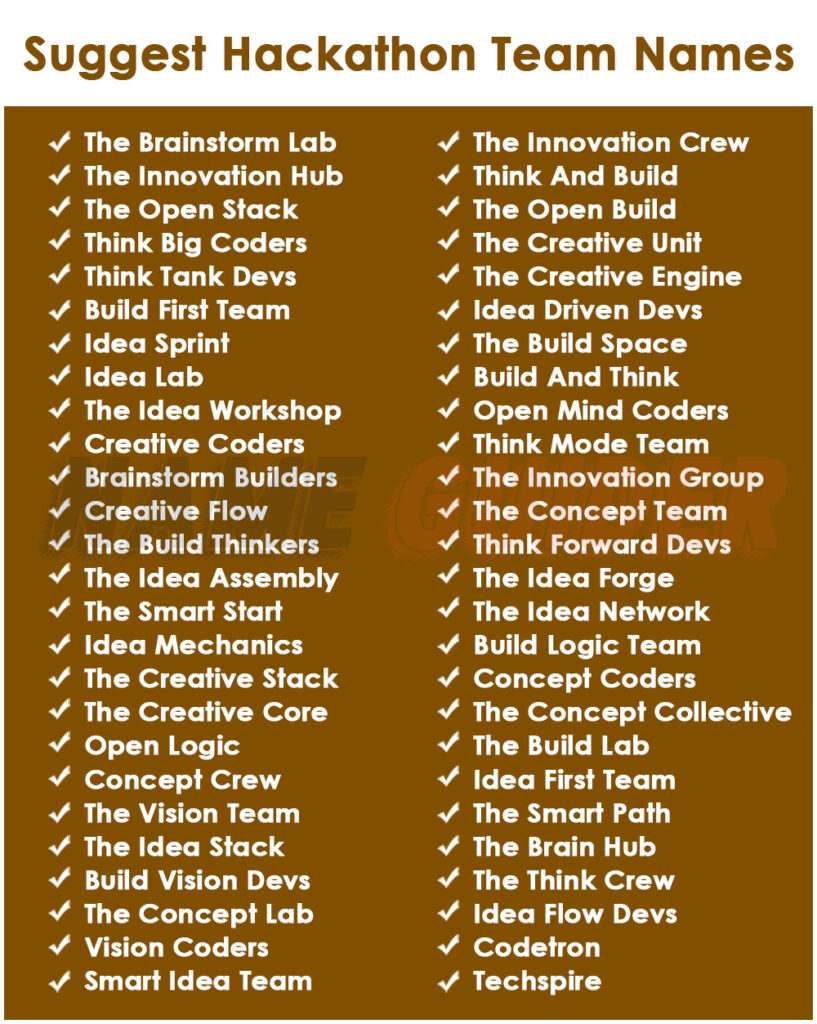 Suggest Hackathon Team Namess