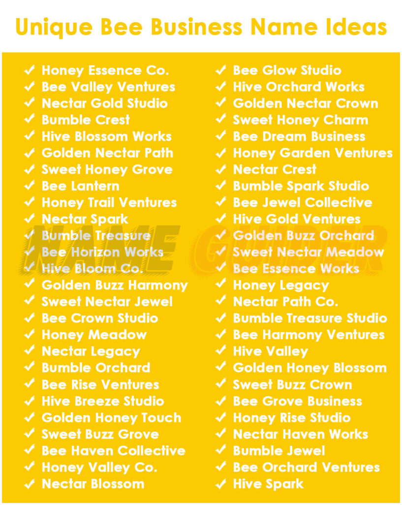 Unique Bee Business Name Idea