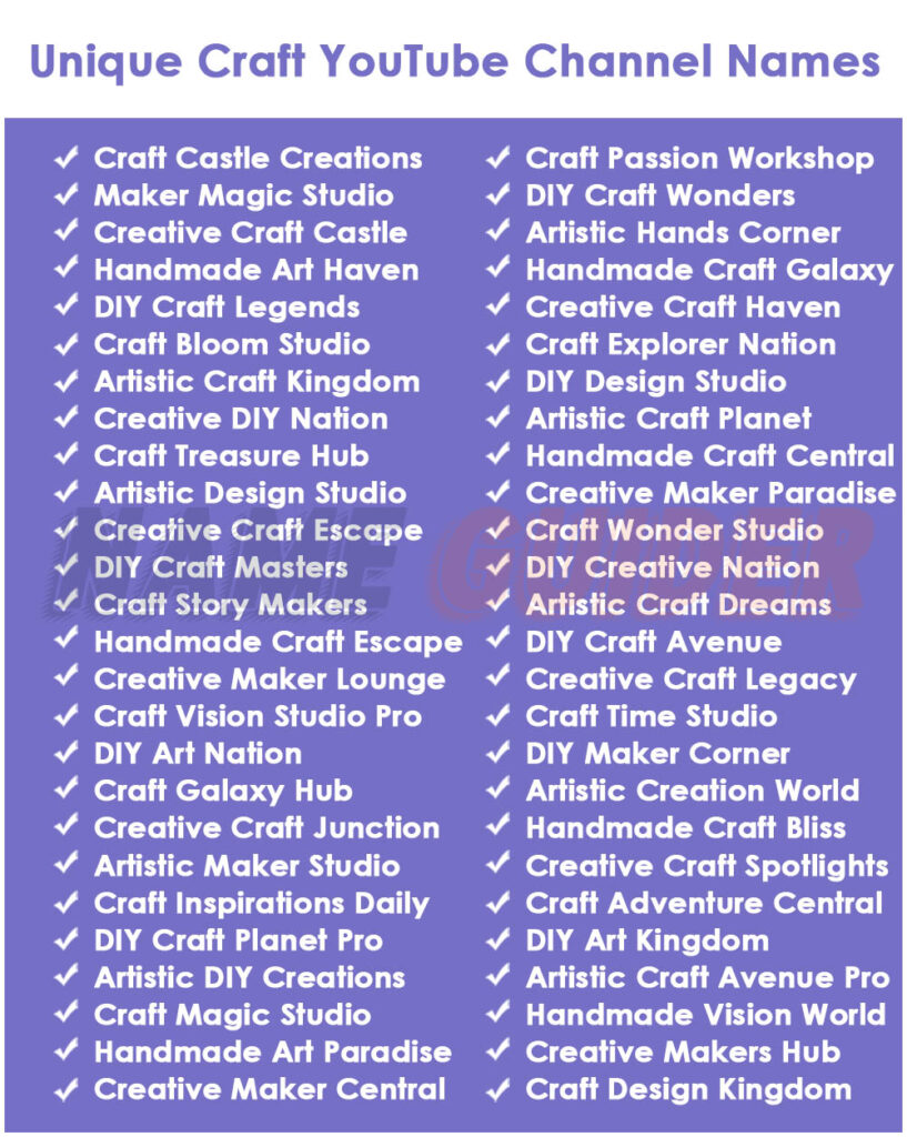 Unique Craft YouTube Channel Names