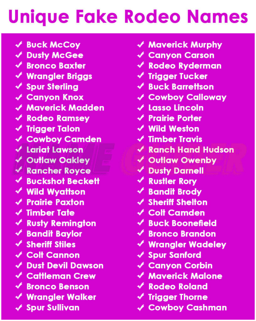 Unique Fake Rodeo Names