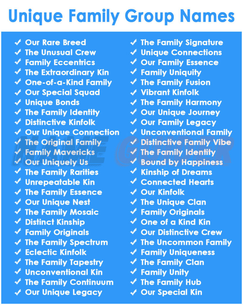 Unique Family Group Names