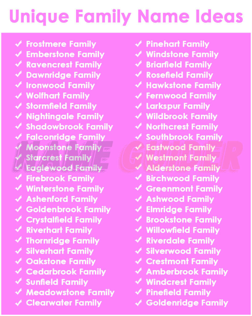 Unique Family Name Ideas​