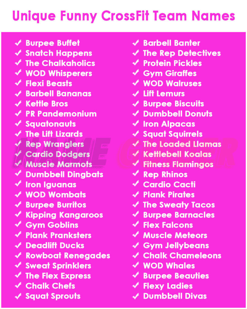 Unique Funny CrossFit Team Names Ideas