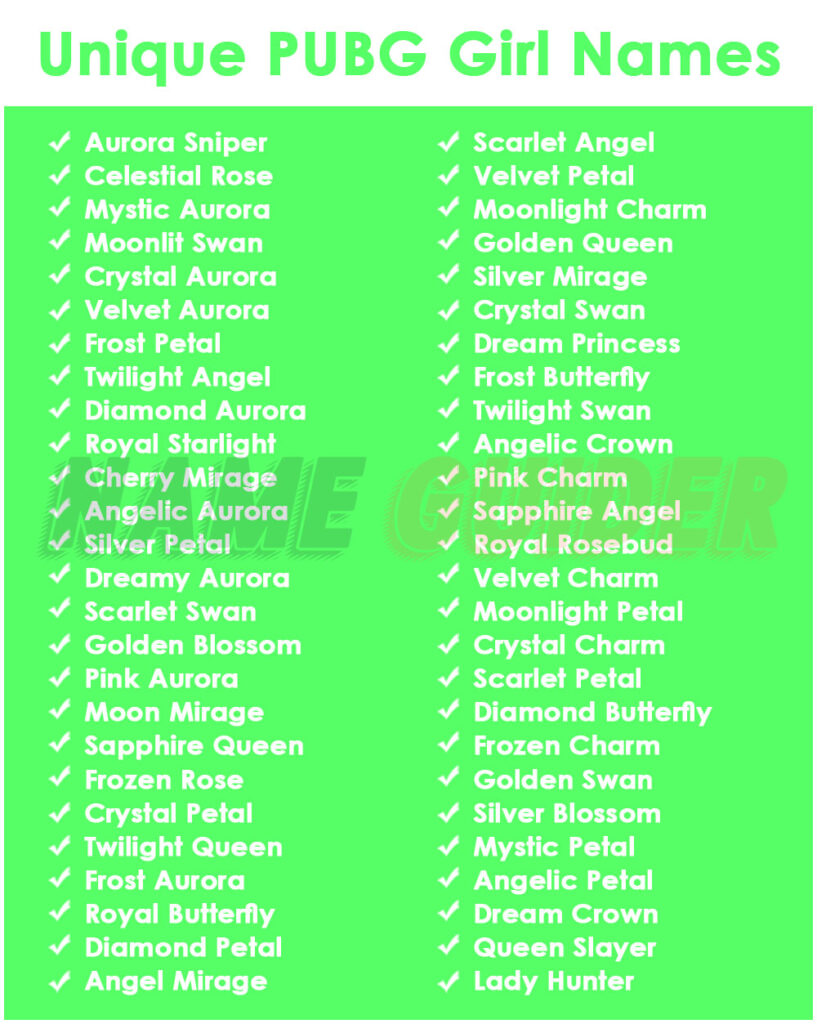 Unique PUBG Girl Names