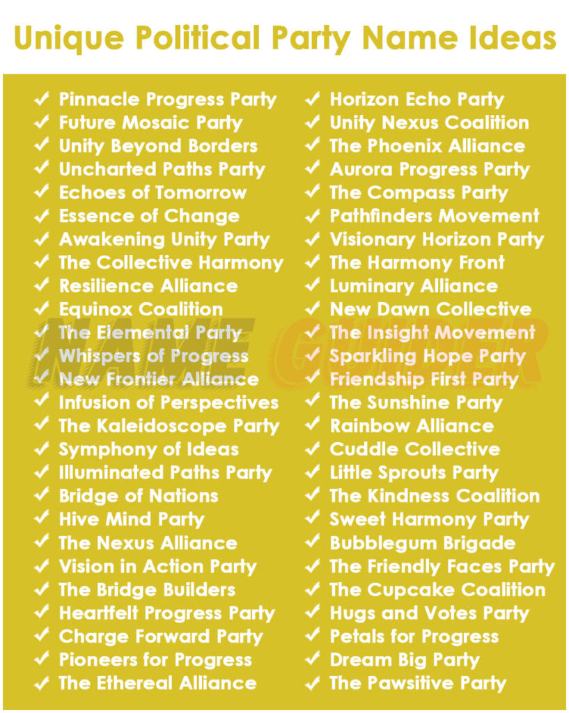 Unique Political Party Name​ Ideas