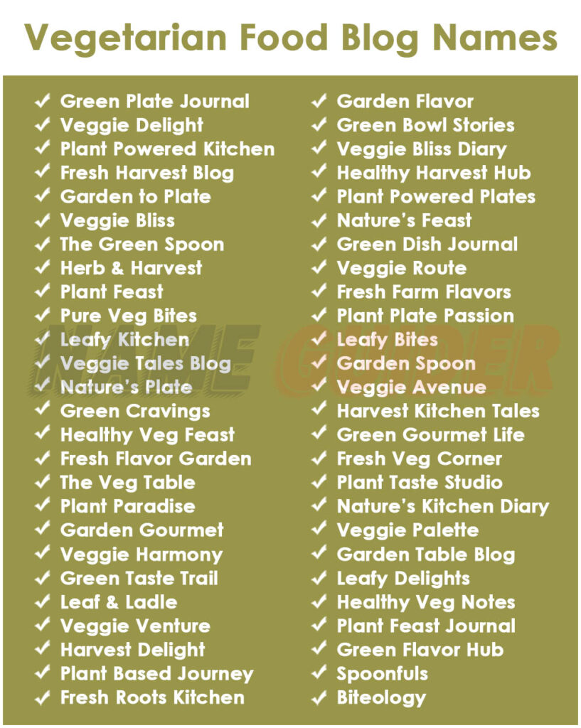 Vegetarian Food Blog Names