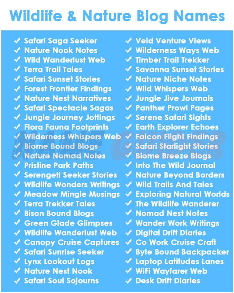 Wildlife & Nature Blog Names