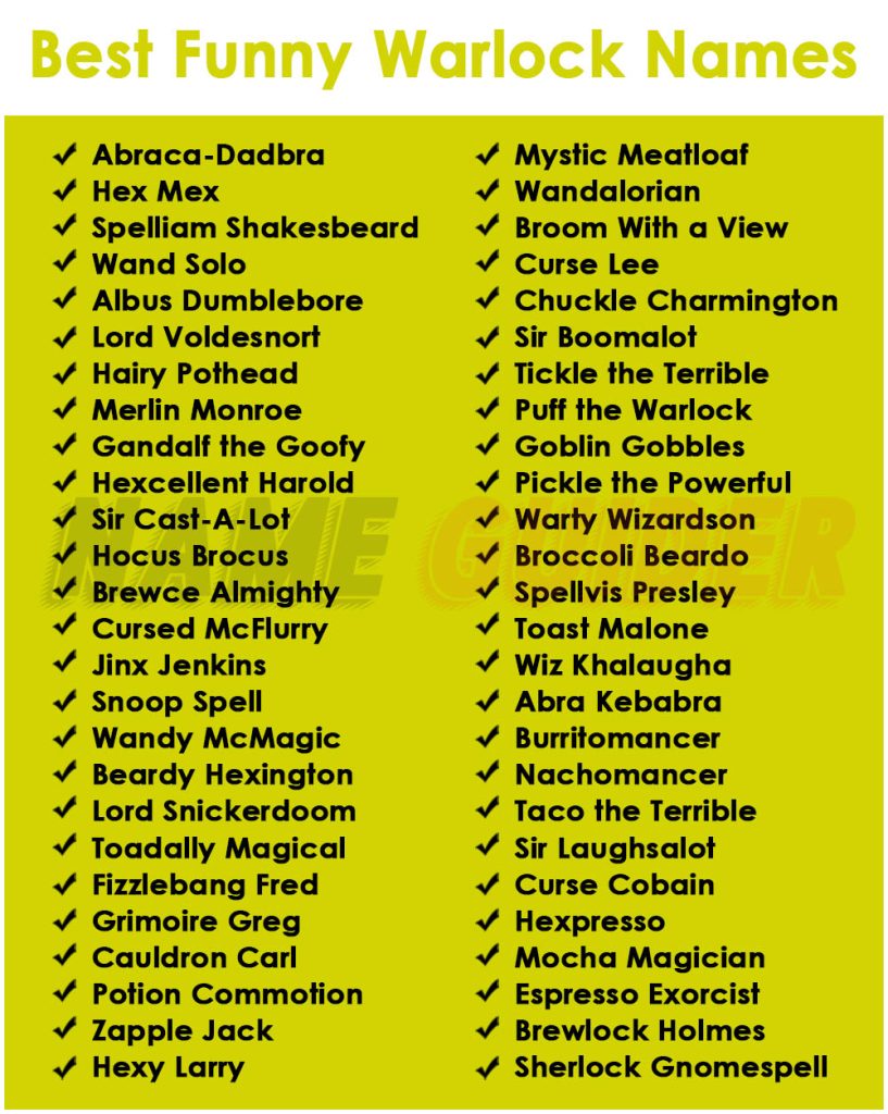 Best Funny Warlock Names
