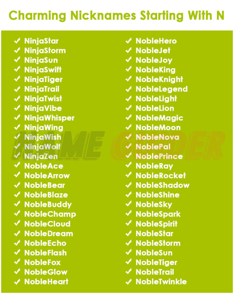 Charming Nicknames Starting With N