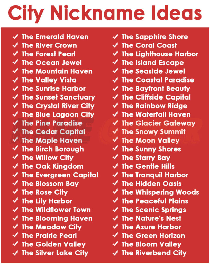 City Nickname Ideas