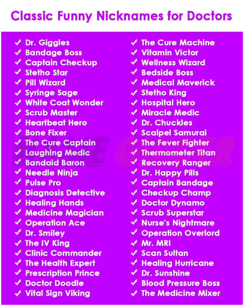 Classic Funny Nicknames for Doctors