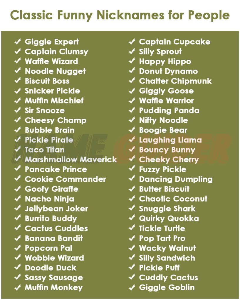 Classic Funny Nicknames for People