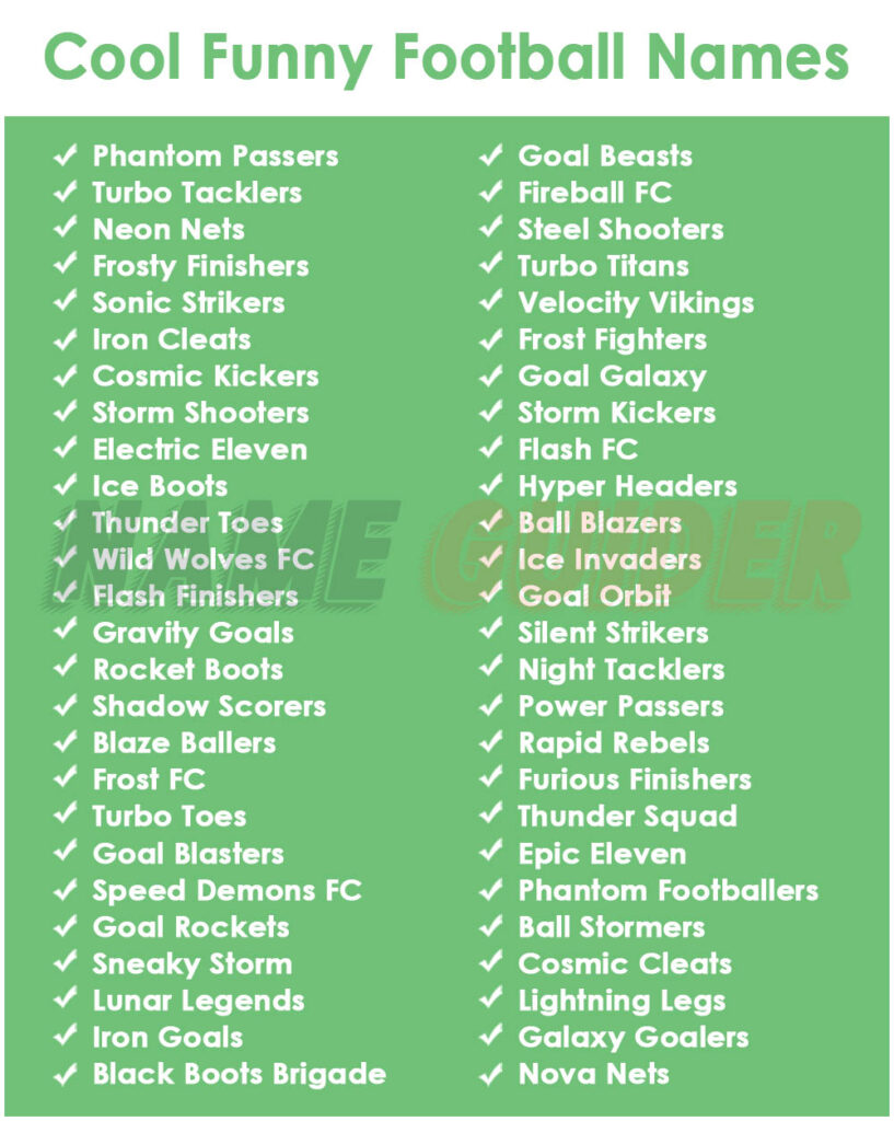 Cool Funny Football Names