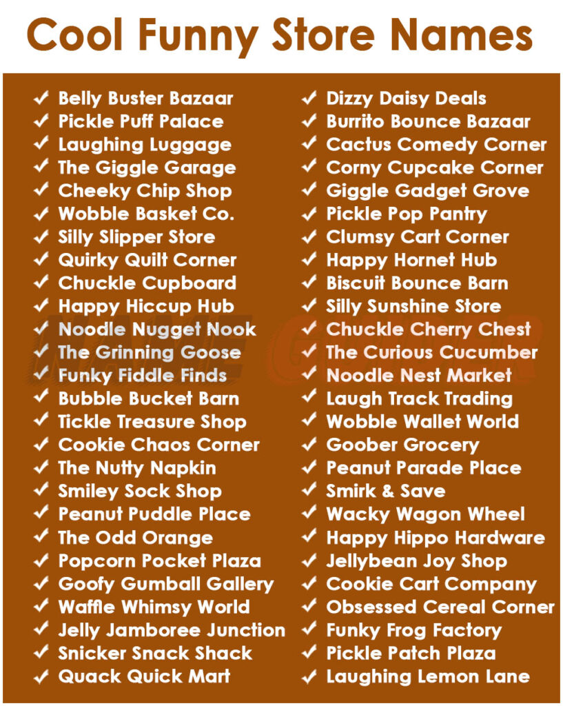 Cool Funny Store Names