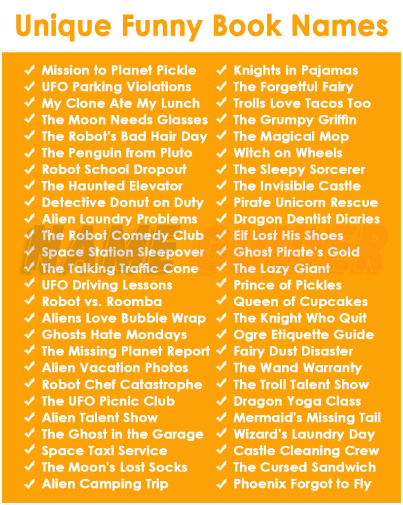 Creative Funny Book Names