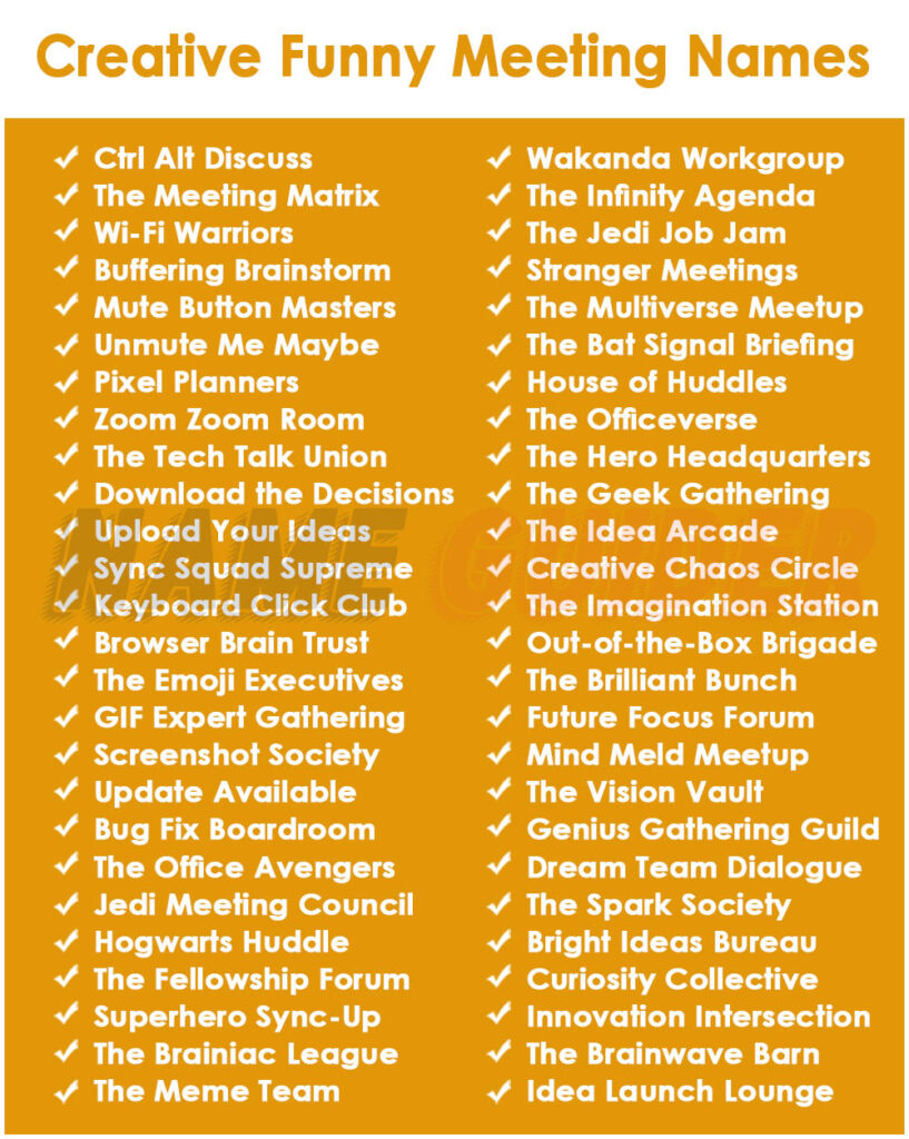 Creative Funny Meeting Names