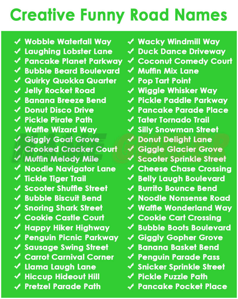 Creative Funny Road Names