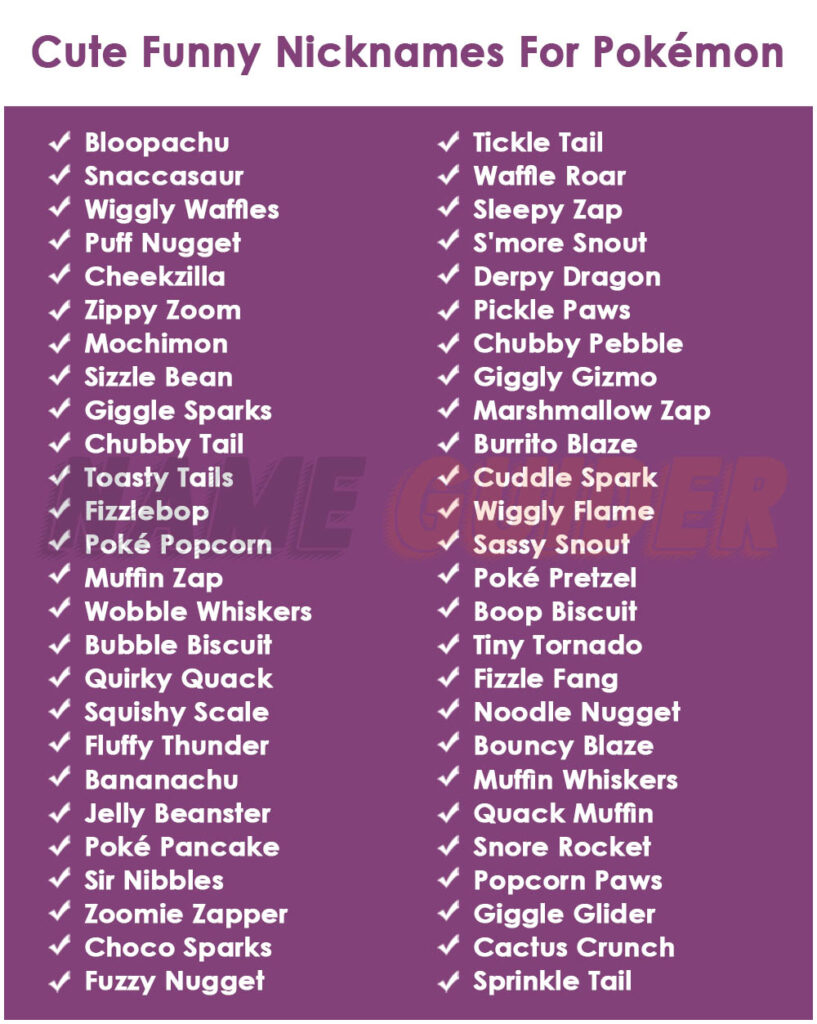 Cute Funny Nicknames For Pokémon