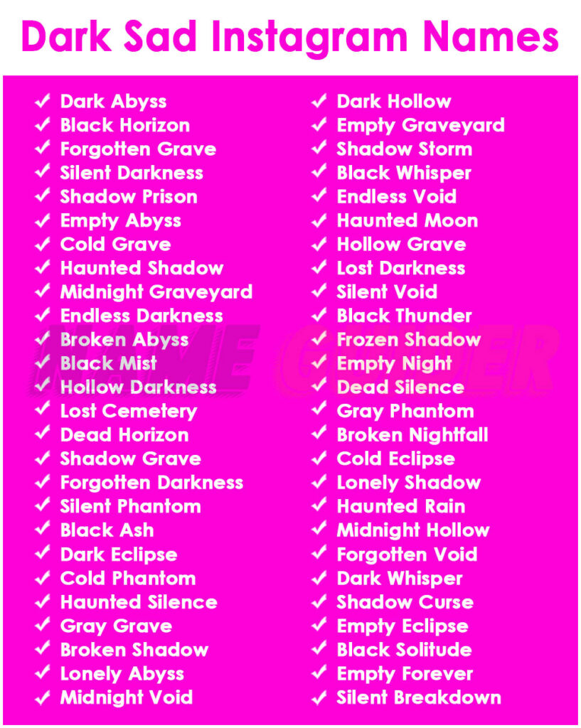 Dark Sad Instagram Names