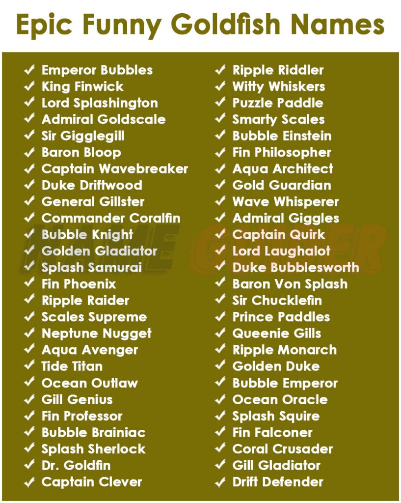 Epic Funny Goldfish Names