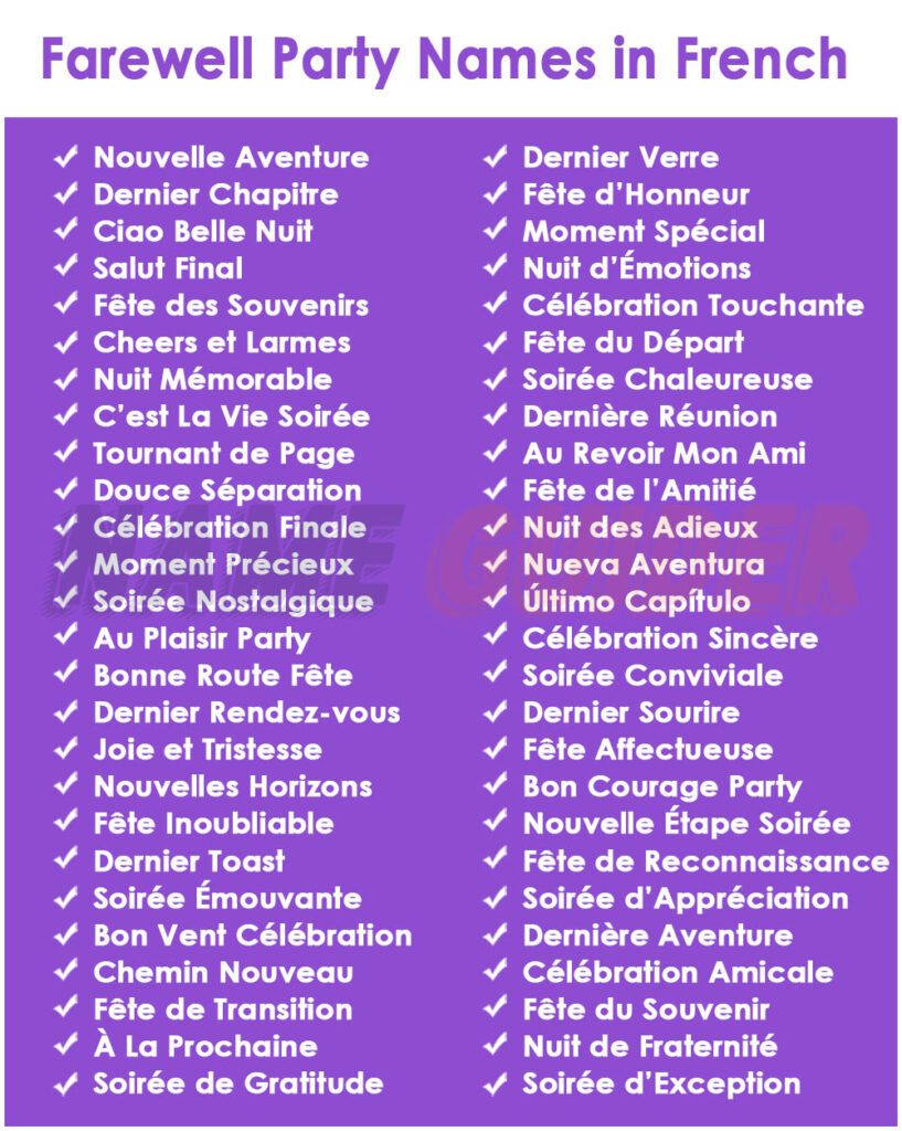 Farewell Party Names in French