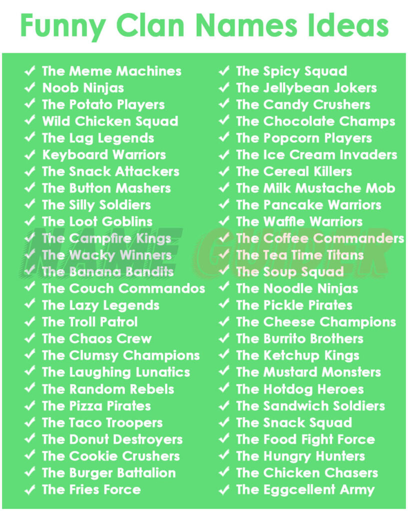 Funny Clan Names Ideas