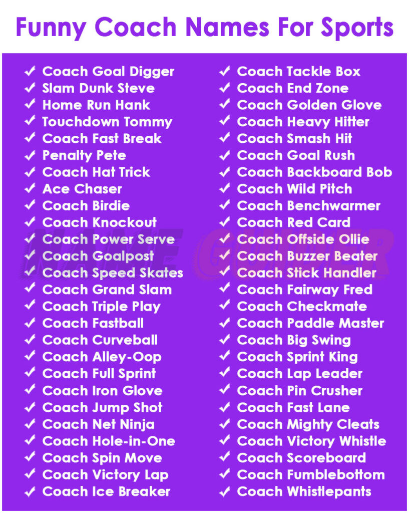 Funny Coach Names For Sports
