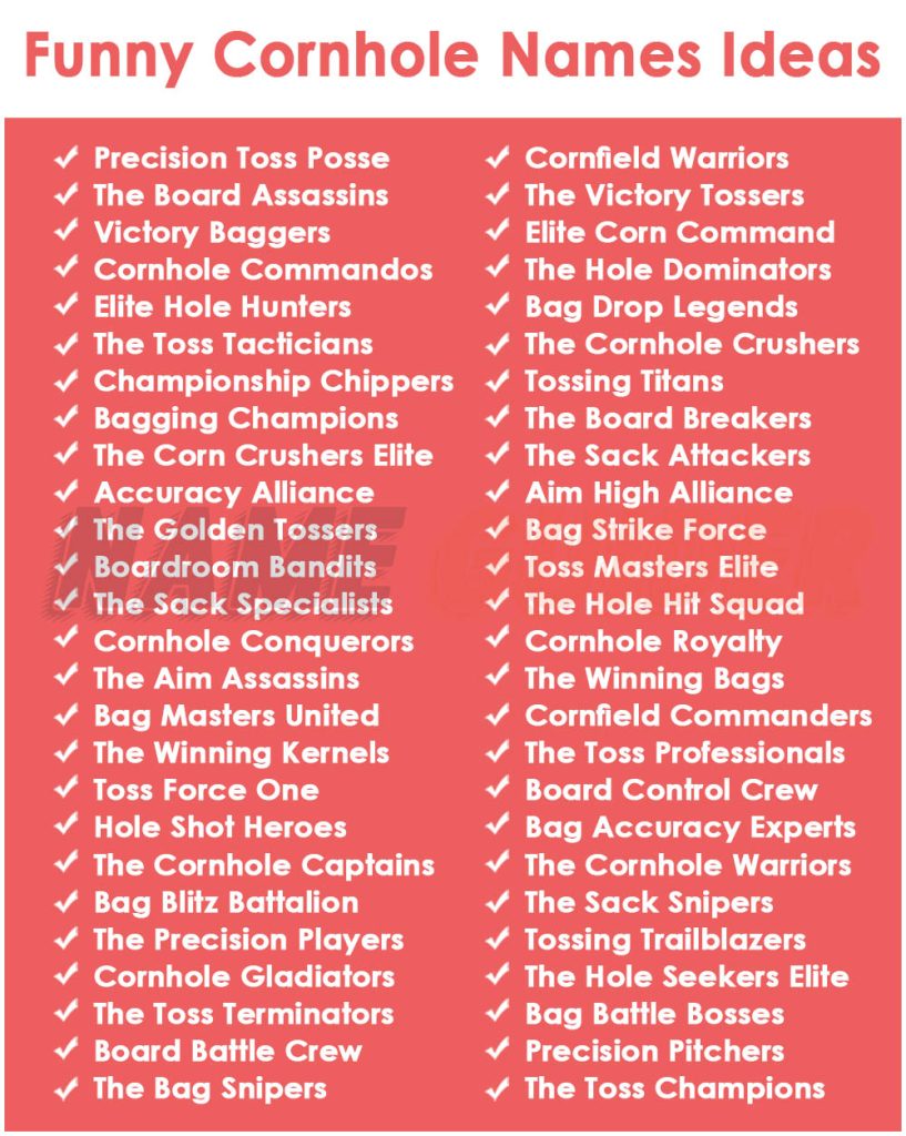 Funny Cornhole Names Ideas
