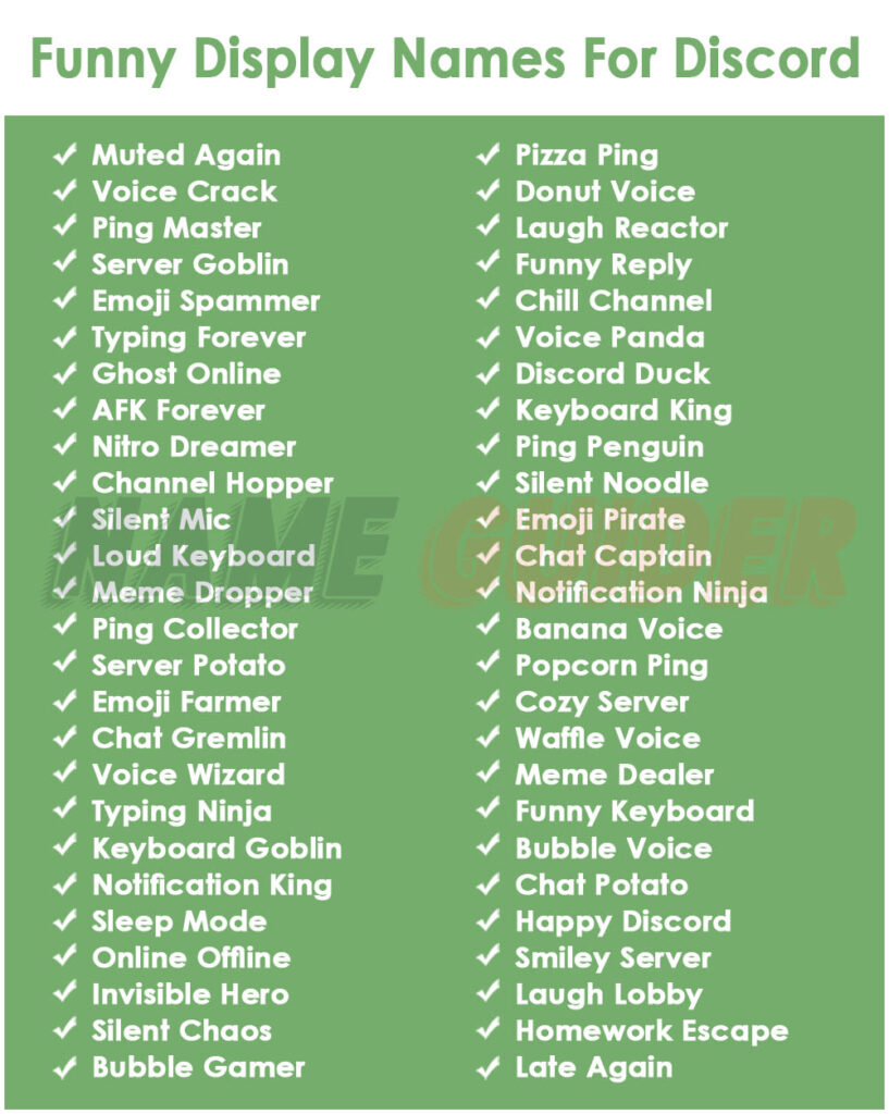 Funny Display Names For Discord
