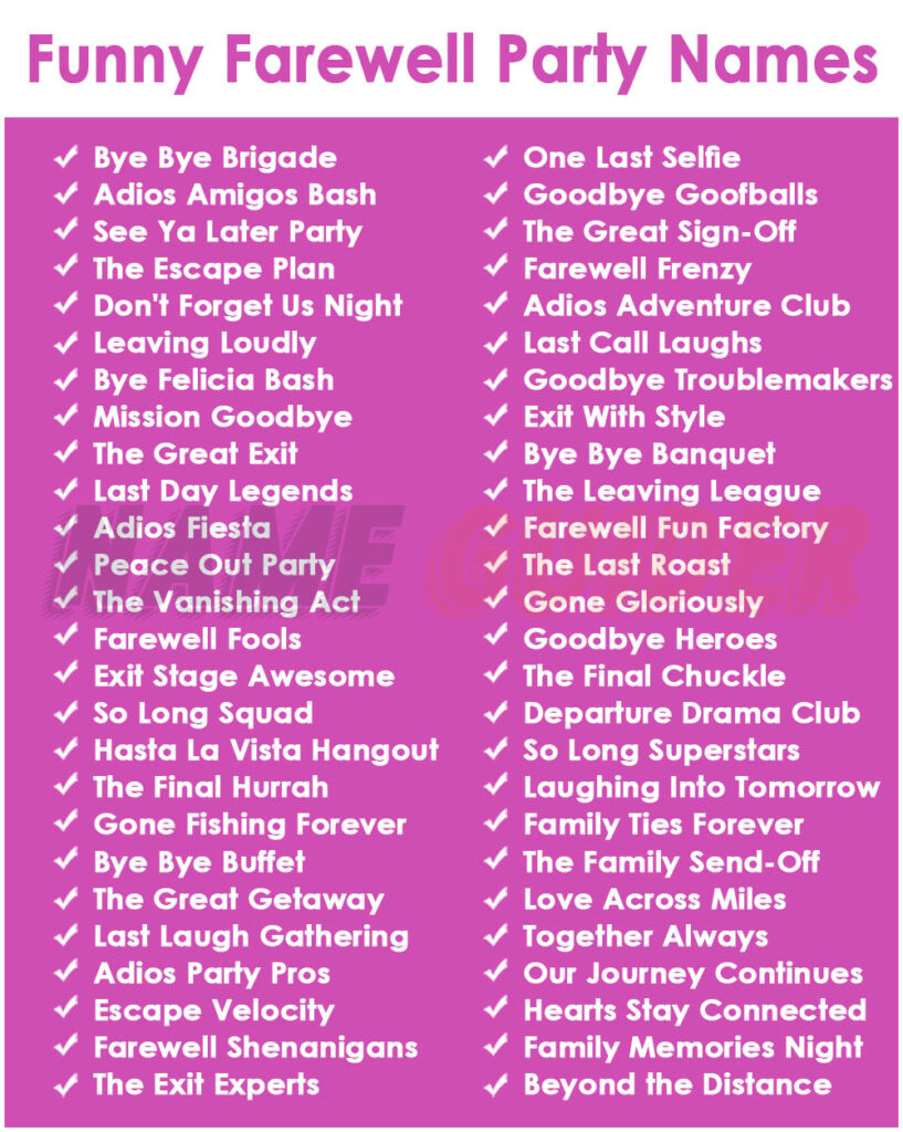 Funny Farewell Party Names