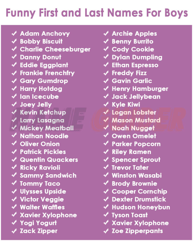 Funny First and Last Names For Boys