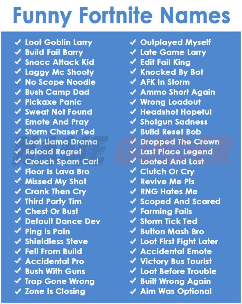 Funny Fortnite Names