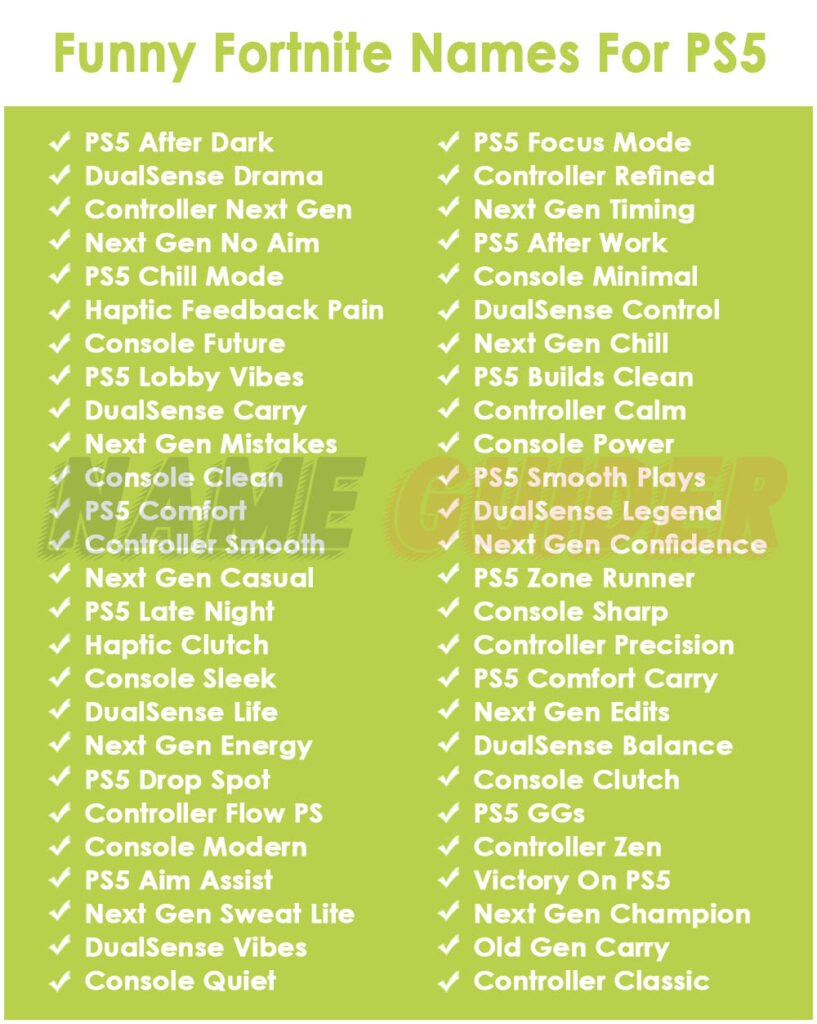 Funny Fortnite Names For PS5