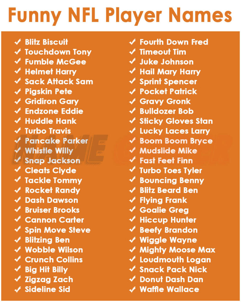 Funny NFL Player Names Ideas