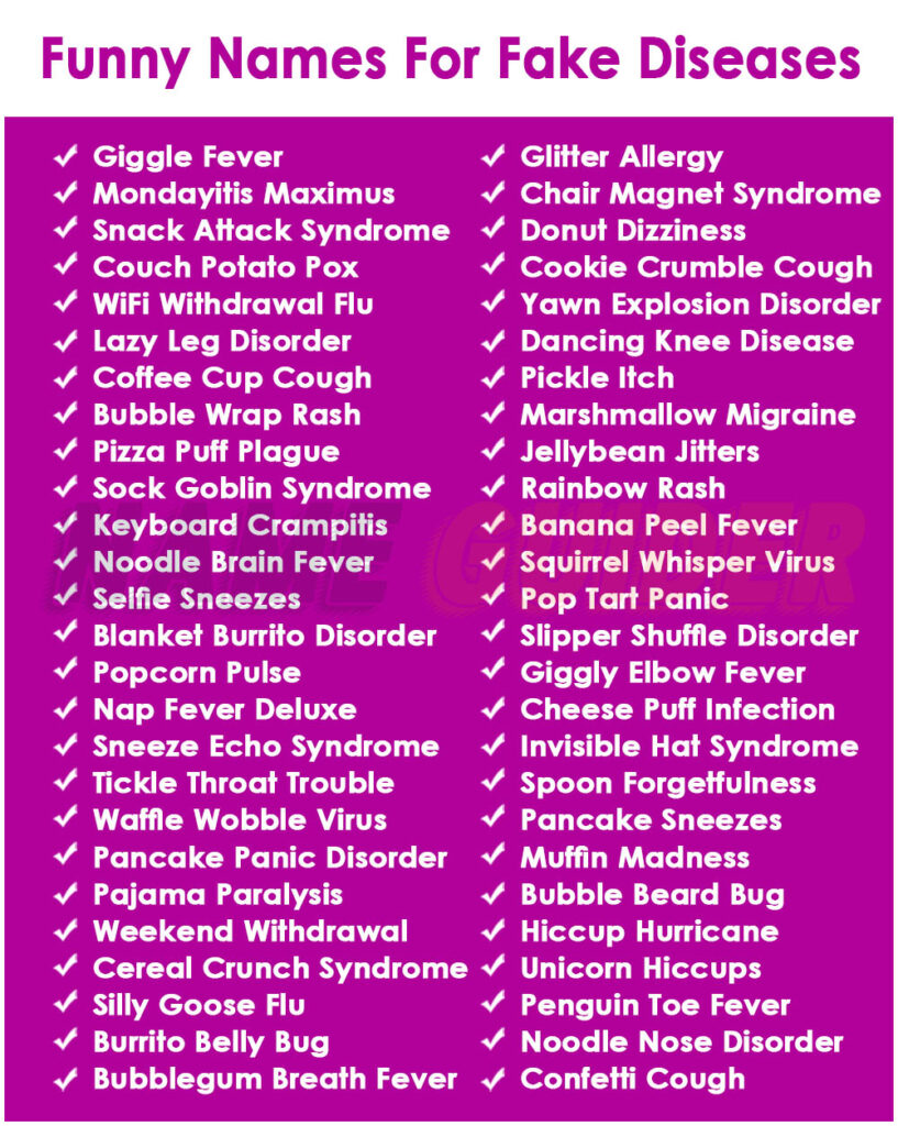 Funny Names For Fake Disease