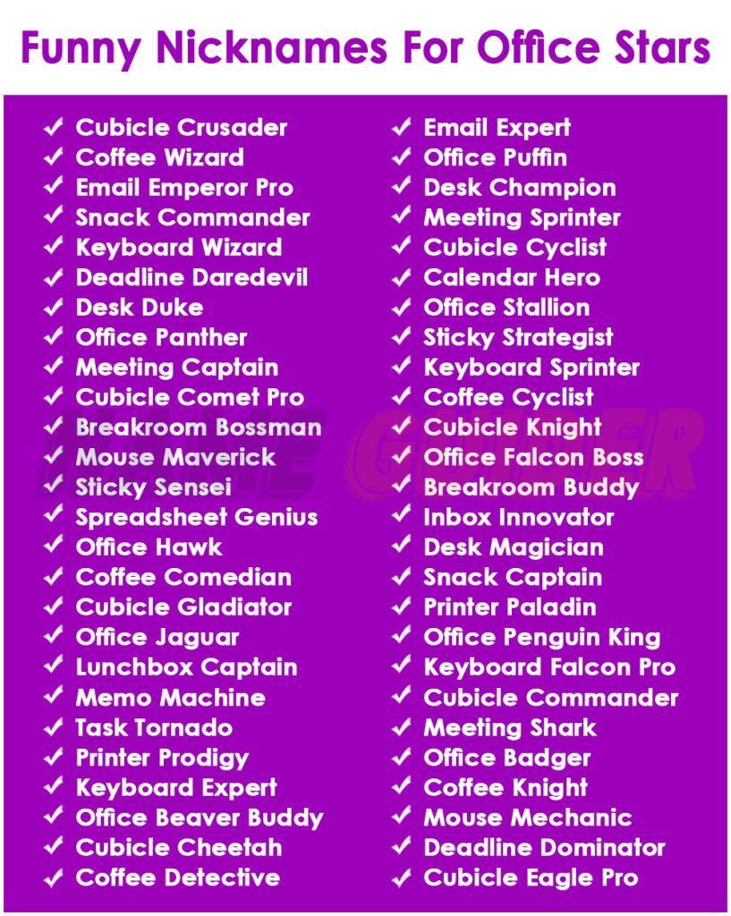 Funny Nicknames For Office Stars